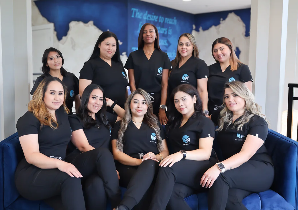 The E3R Cleaning team in black uniforms